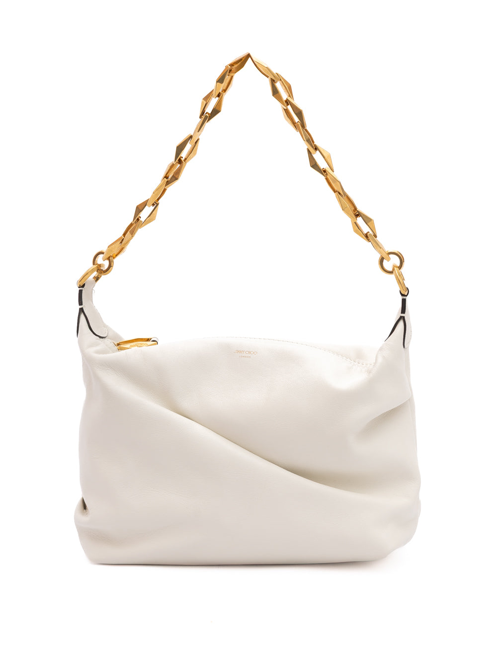 White Diamond Hobo Leather Shoulder Bag