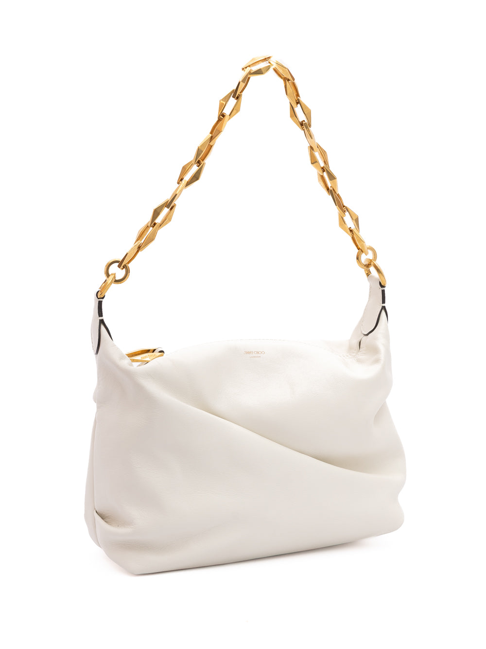 White Diamond Hobo Leather Shoulder Bag