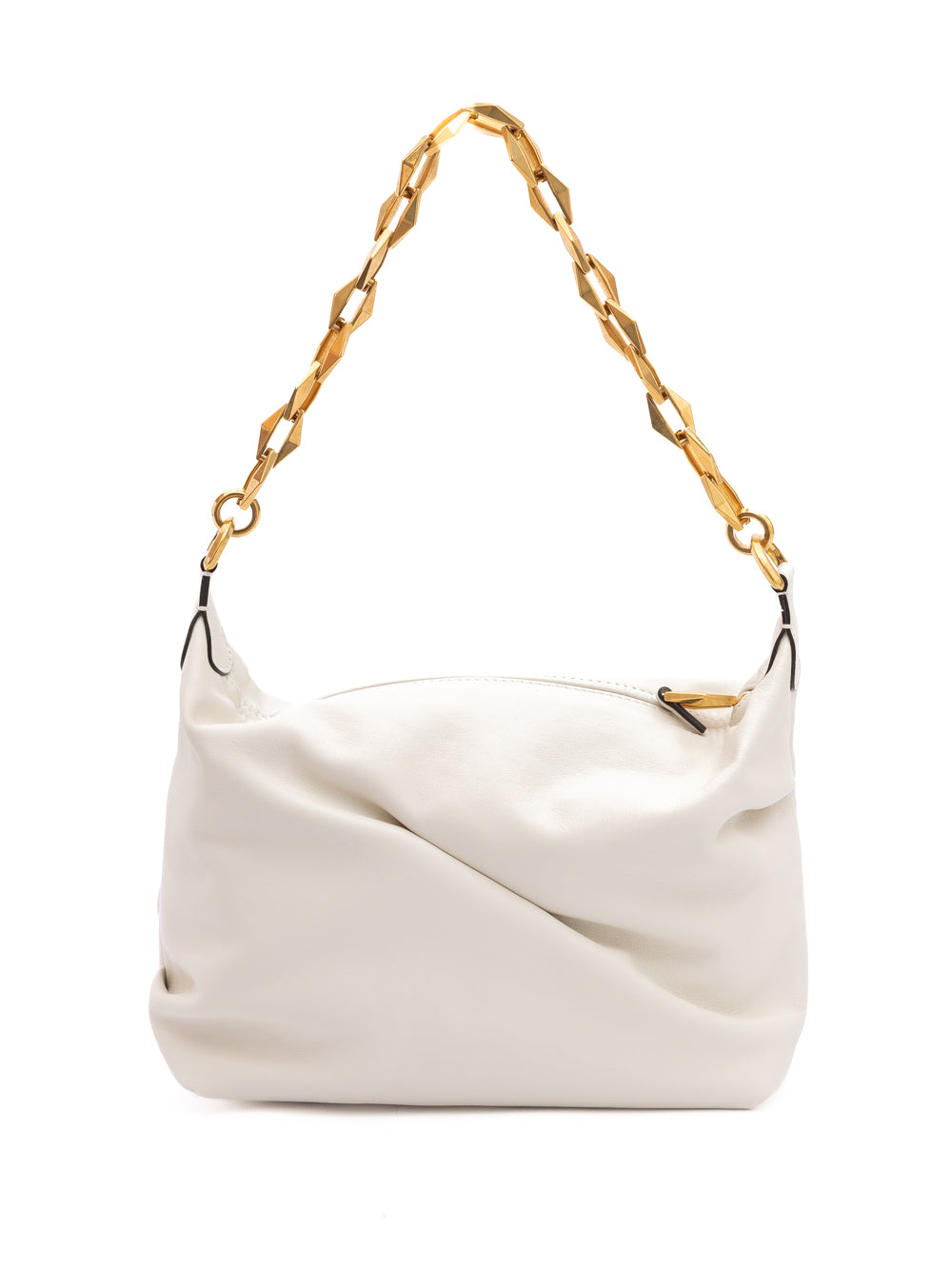 White Diamond Hobo Leather Shoulder Bag