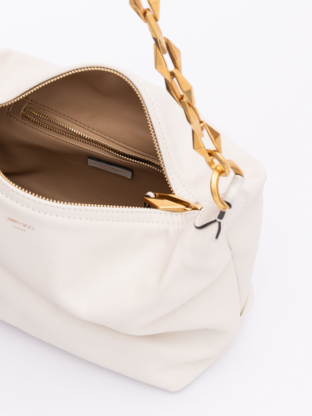 White Diamond Hobo Leather Shoulder Bag