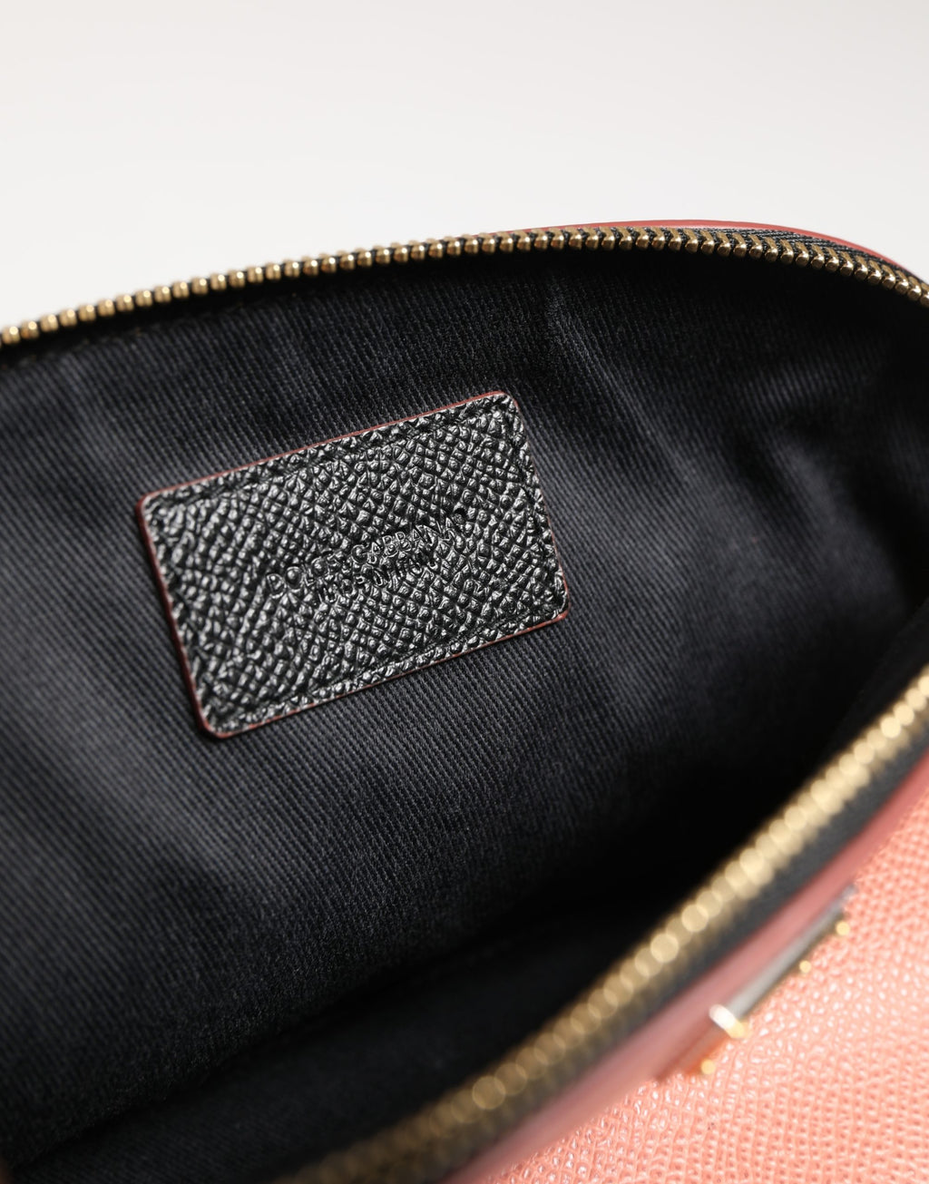 Beige Leather DG Logo Zip Around Hand Purse Pouch Wallet