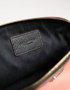 Beige Leather DG Logo Zip Around Hand Purse Pouch Wallet