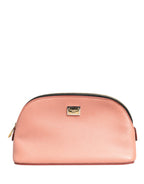 Beige Leather DG Logo Zip Around Hand Purse Pouch Wallet