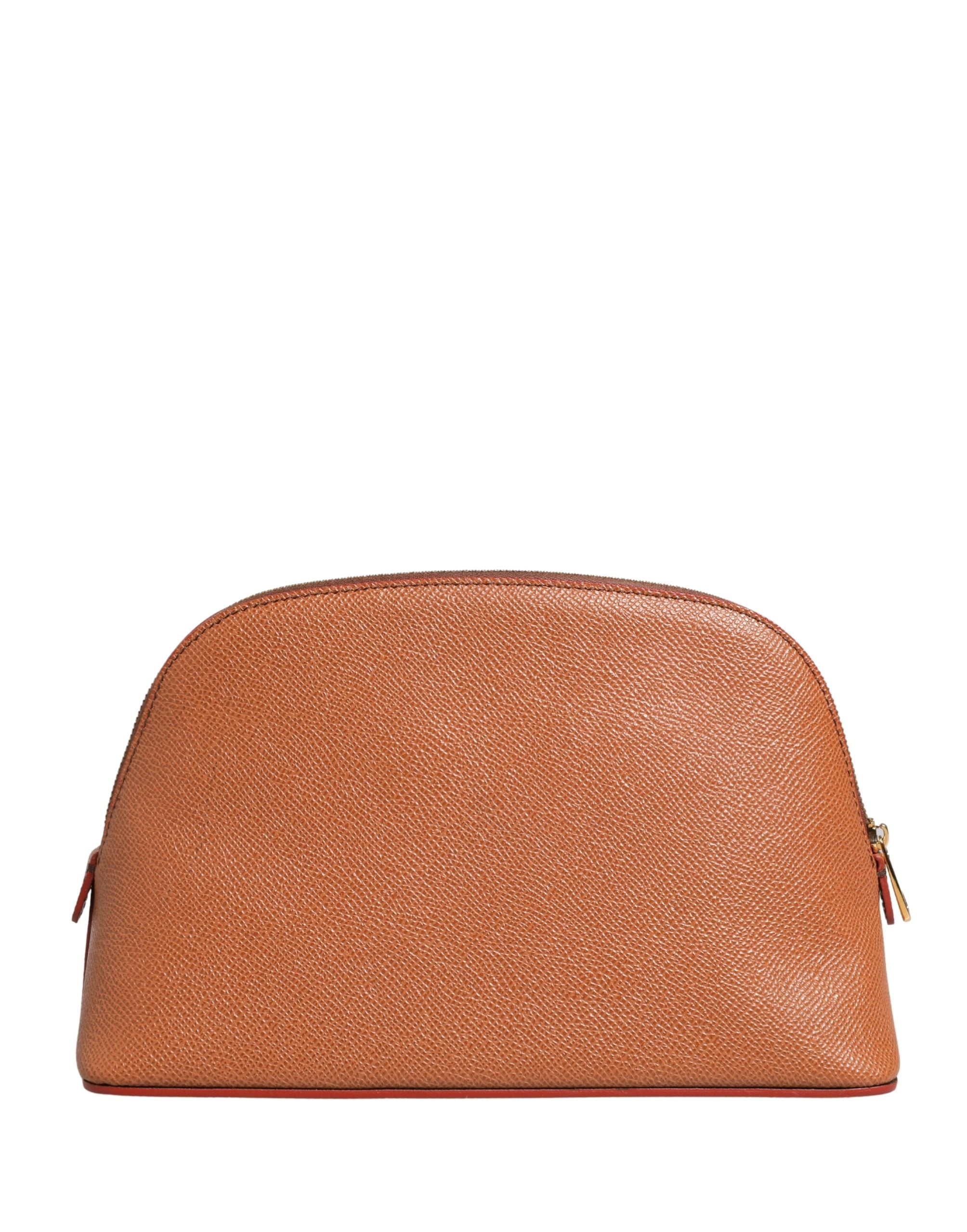 Orange Beige Leather DG Logo Zip Around Hand Purse Wallet