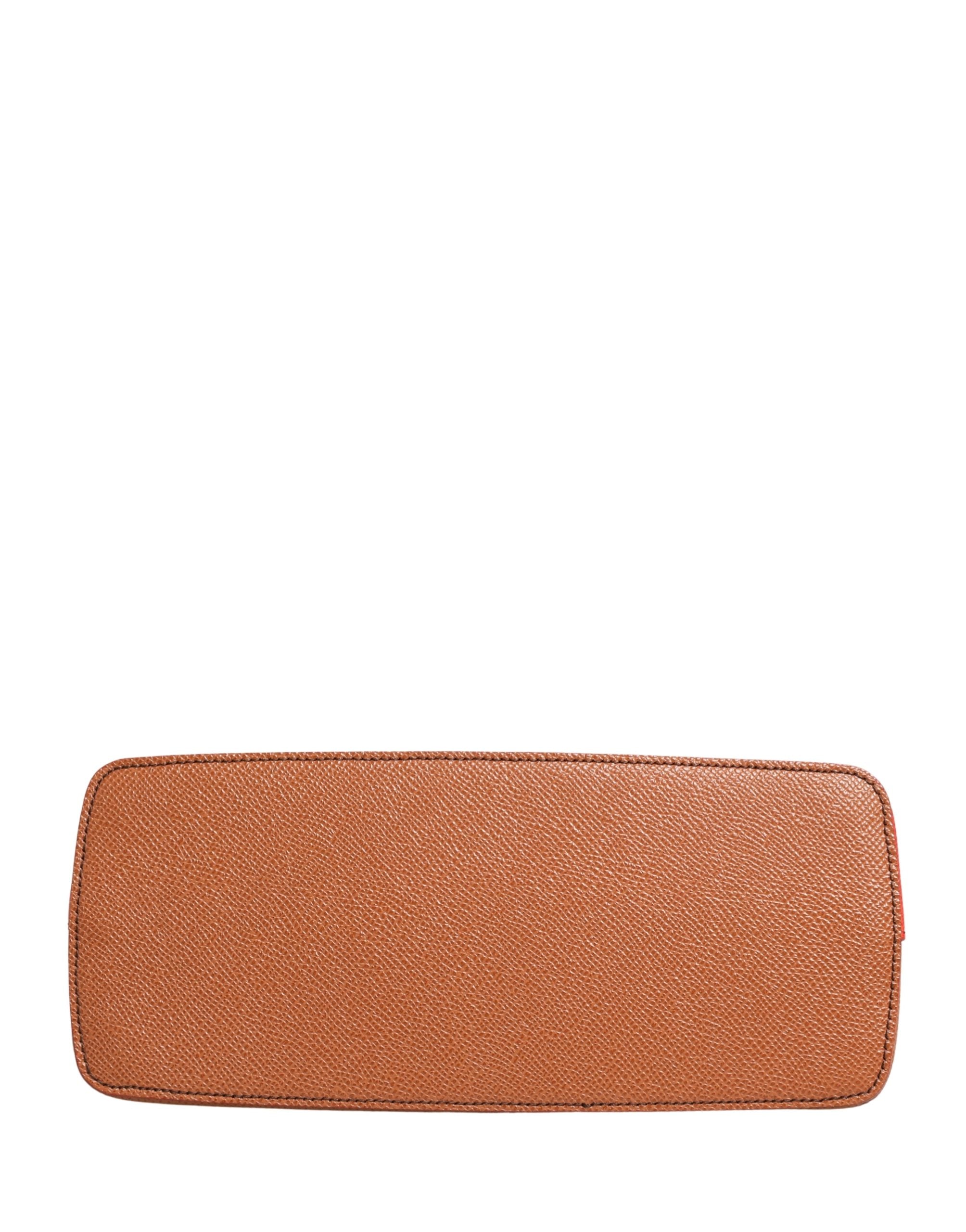 Orange Beige Leather DG Logo Zip Around Hand Purse Wallet