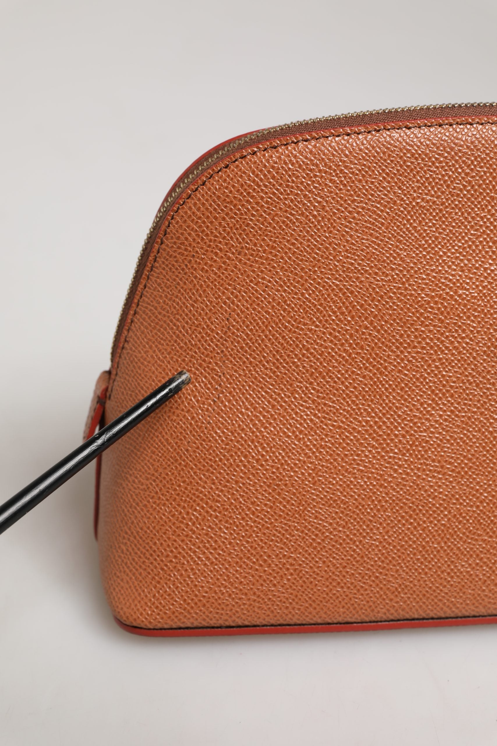 Orange Beige Leather DG Logo Zip Around Hand Purse Wallet