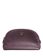 Dark Purple Leather DG Logo Zip Around Hand Purse Wallet