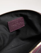 Dark Purple Leather DG Logo Zip Around Hand Purse Wallet