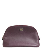 Dark Purple Leather DG Logo Zip Around Hand Purse Wallet