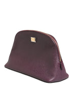 Dark Purple Leather DG Logo Zip Around Hand Purse Wallet
