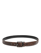 Brown Leather Silver Tone Metal Buckle Belt