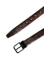 Brown Leather Silver Tone Metal Buckle Belt