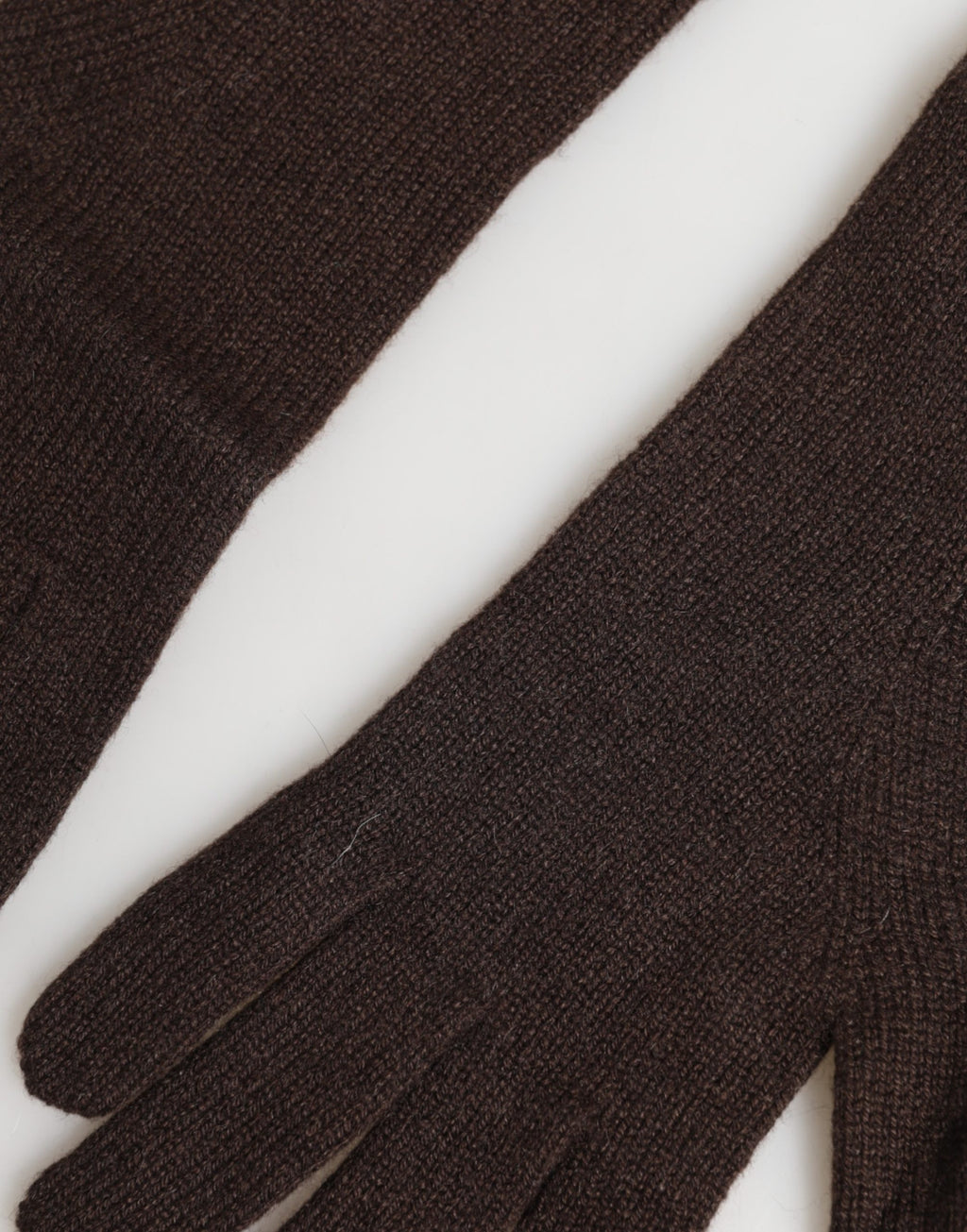 Brown Cashmere Knitted Elbow Length Mitten Gloves