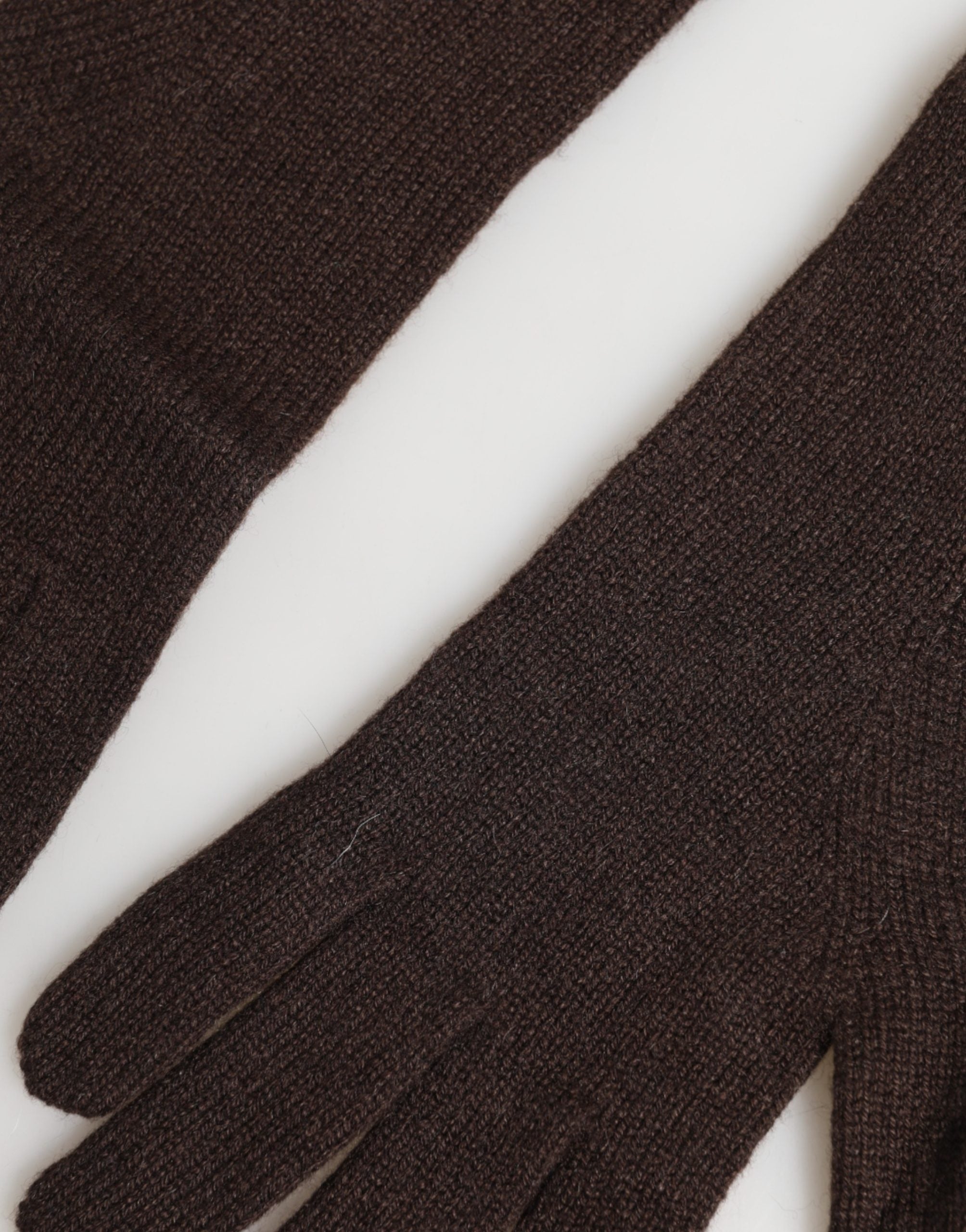 Brown Cashmere Knitted Elbow Length Mitten Gloves