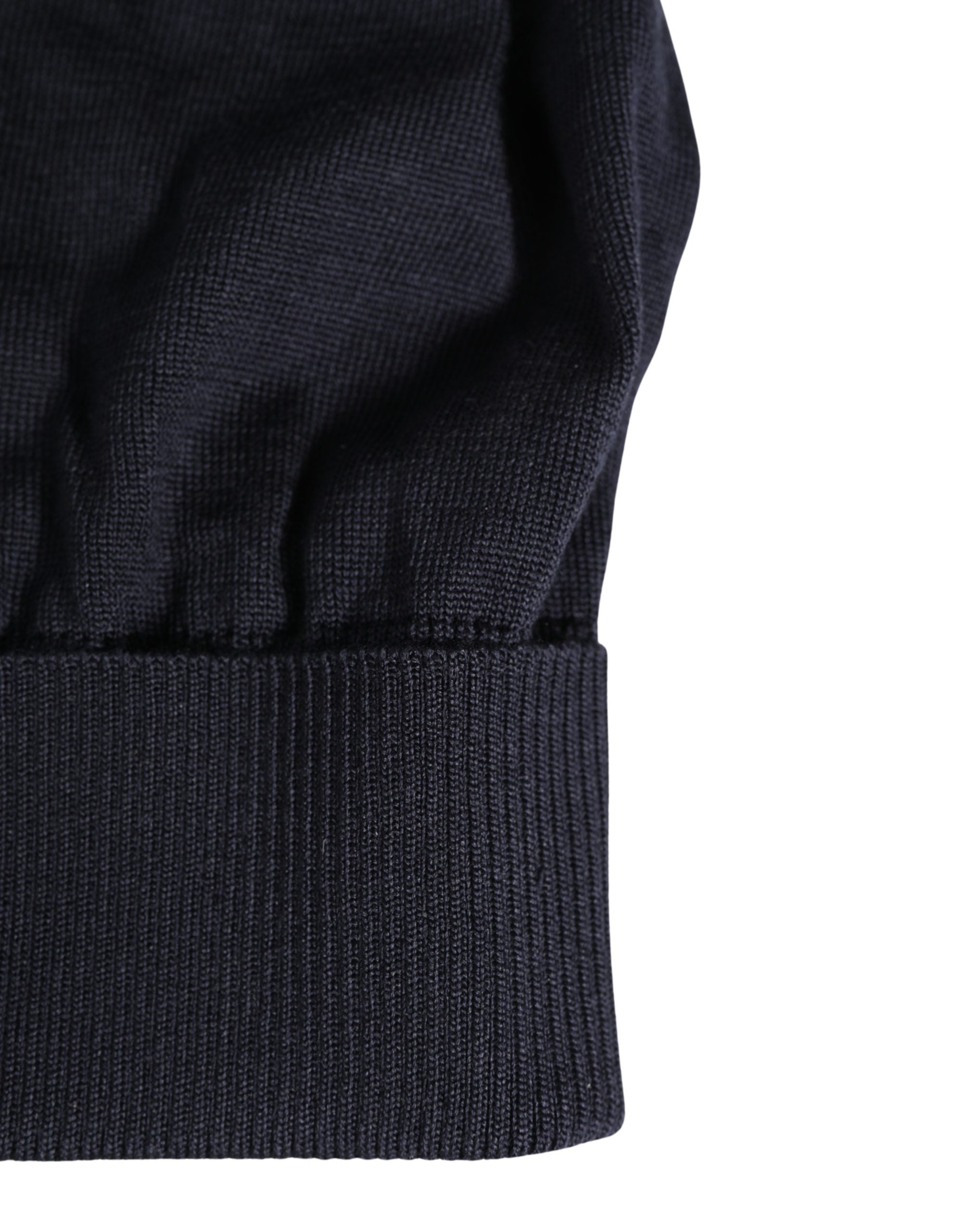 Black Solid Wool Knitted Winter Beanie Cap Hat