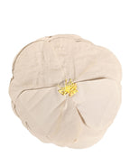 Beige Floral Motif Silk Blend Poplin Fabric Pin  Brooch