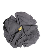 Gray Floral Motif Silk Blend Poplin Fabric Bar Pin  Brooch