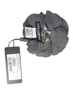 Gray Floral Motif Silk Blend Poplin Fabric Bar Pin  Brooch