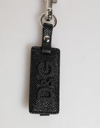 Black DG Logo Leather Silver Metal Keyring Men Keychain