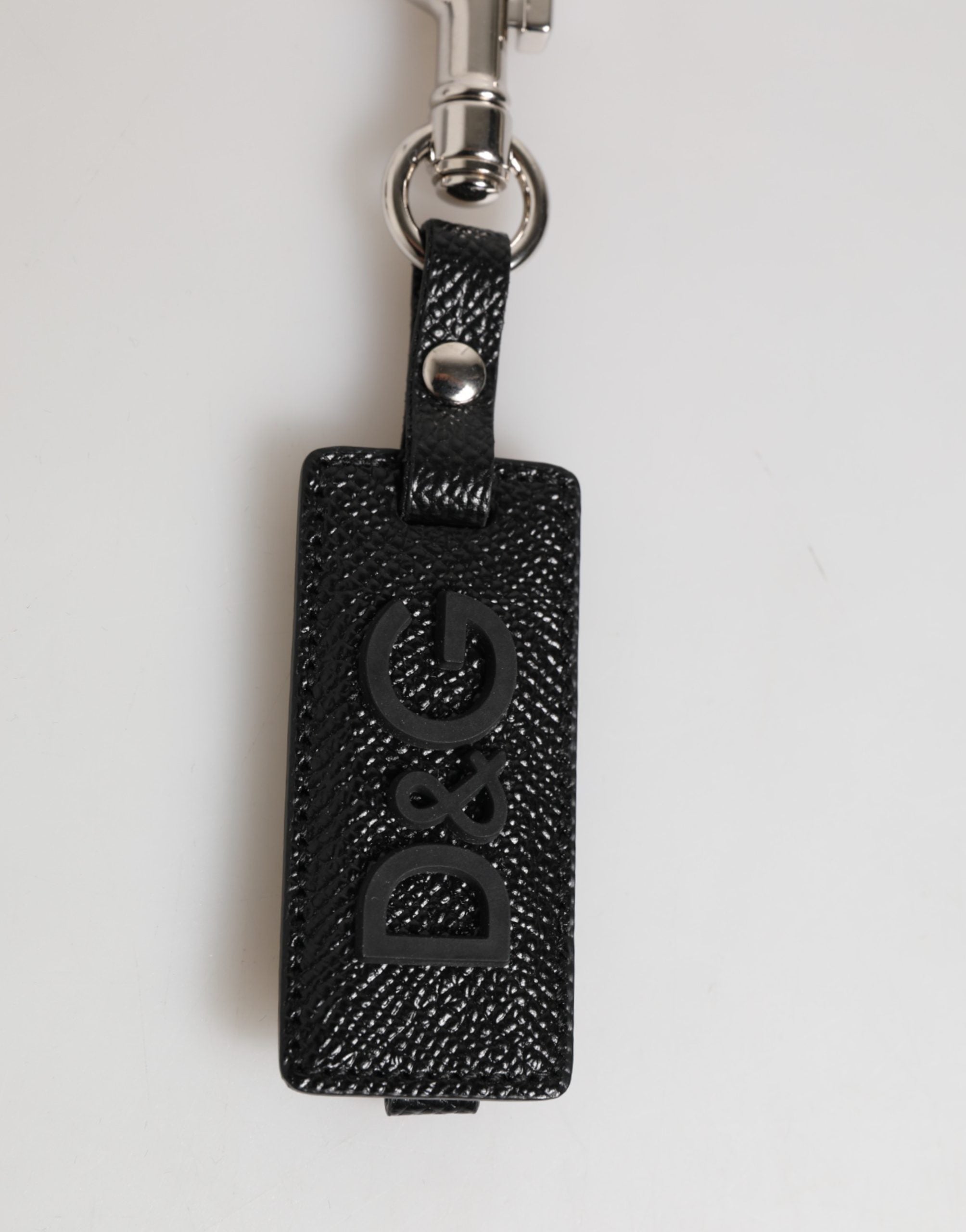 Black DG Logo Leather Silver Metal Keyring Men Keychain