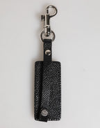 Black DG Logo Leather Silver Metal Keyring Men Keychain