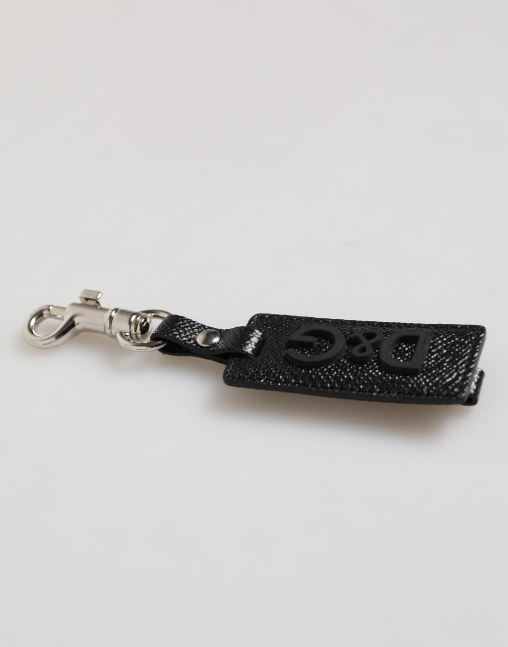 Black DG Logo Leather Silver Metal Keyring Men Keychain