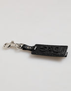 Black DG Logo Leather Silver Metal Keyring Men Keychain