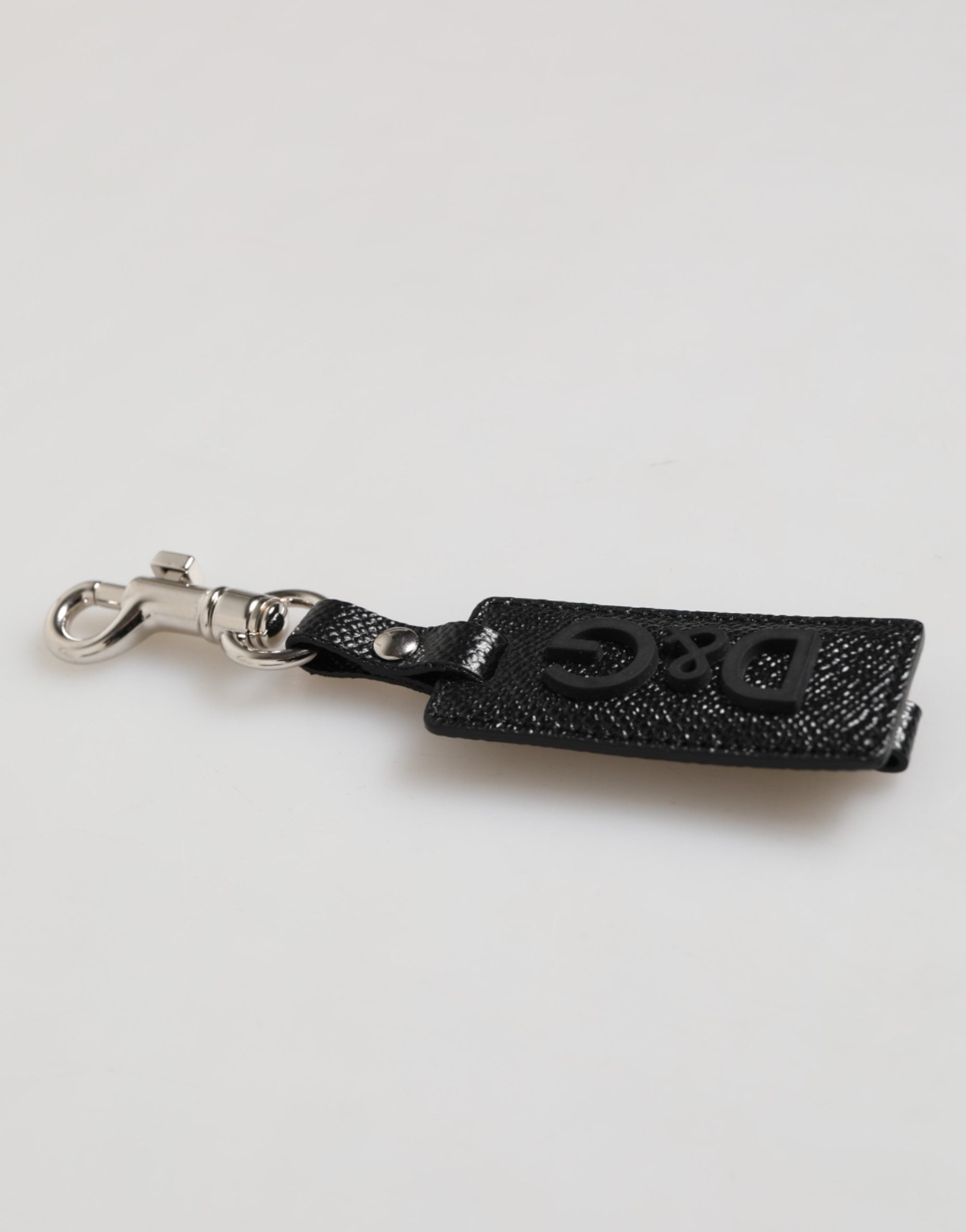 Black DG Logo Leather Silver Metal Keyring Men Keychain