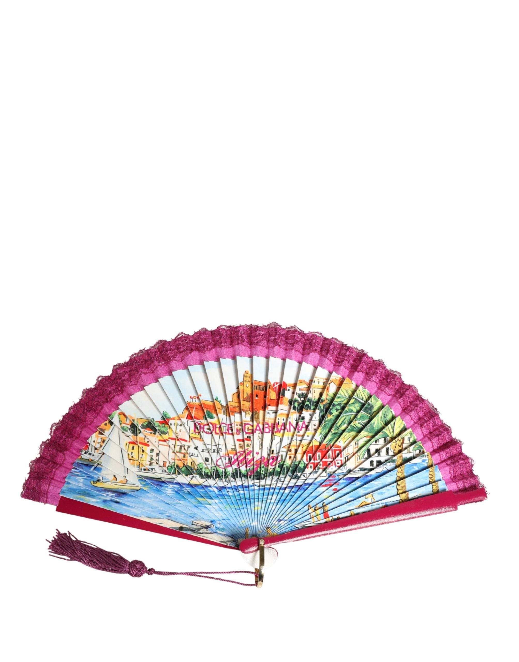 Multicolor Scenery Decorative Folding Tassel Hand Fan
