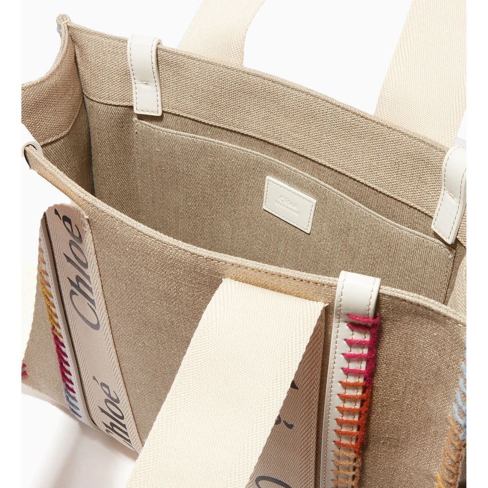 Beige Linen Tote Bag