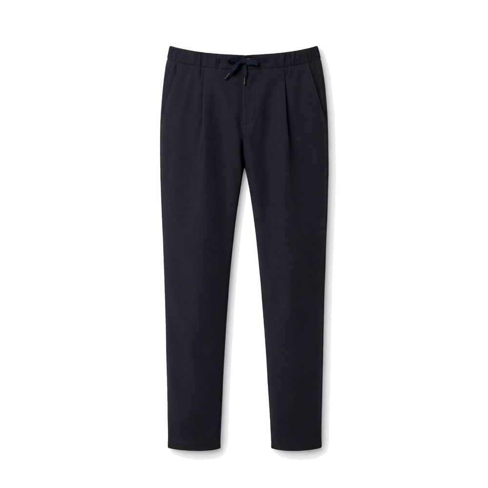 Blue Virgin Wool Casual Pants