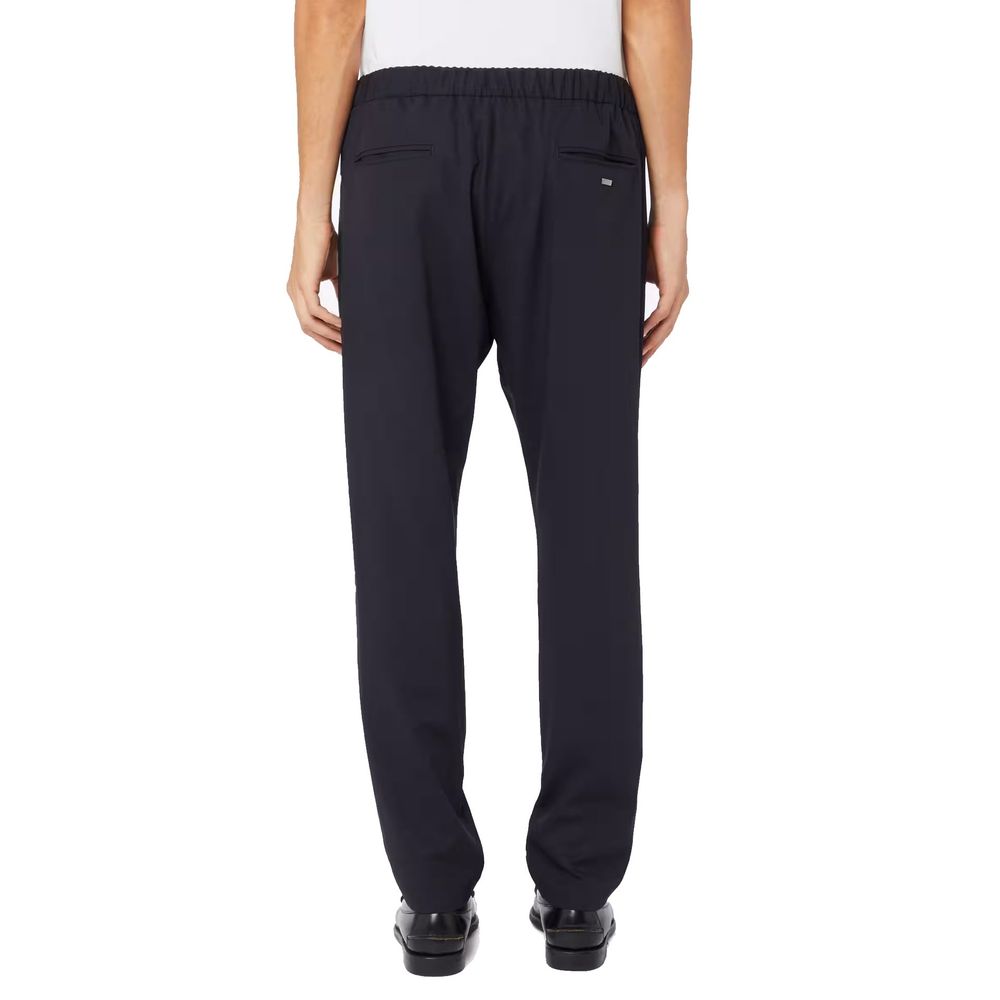 Blue Virgin Wool Casual Pants