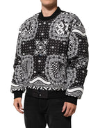 Black White BandanaPrint Men Bomber  Jacket