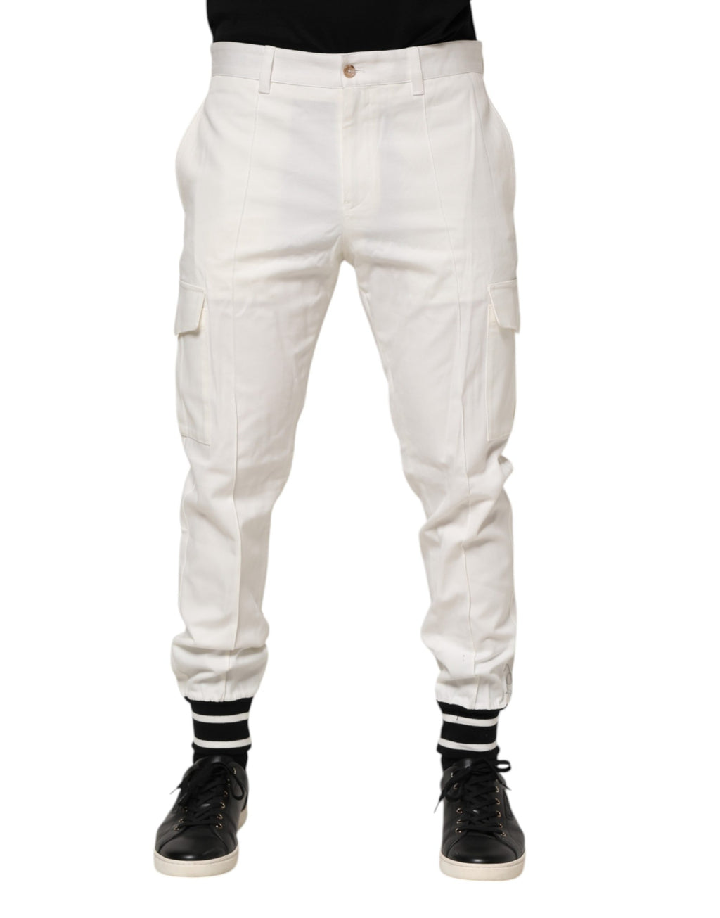 White Cotton Jogger Cargo Skinny Men Pants