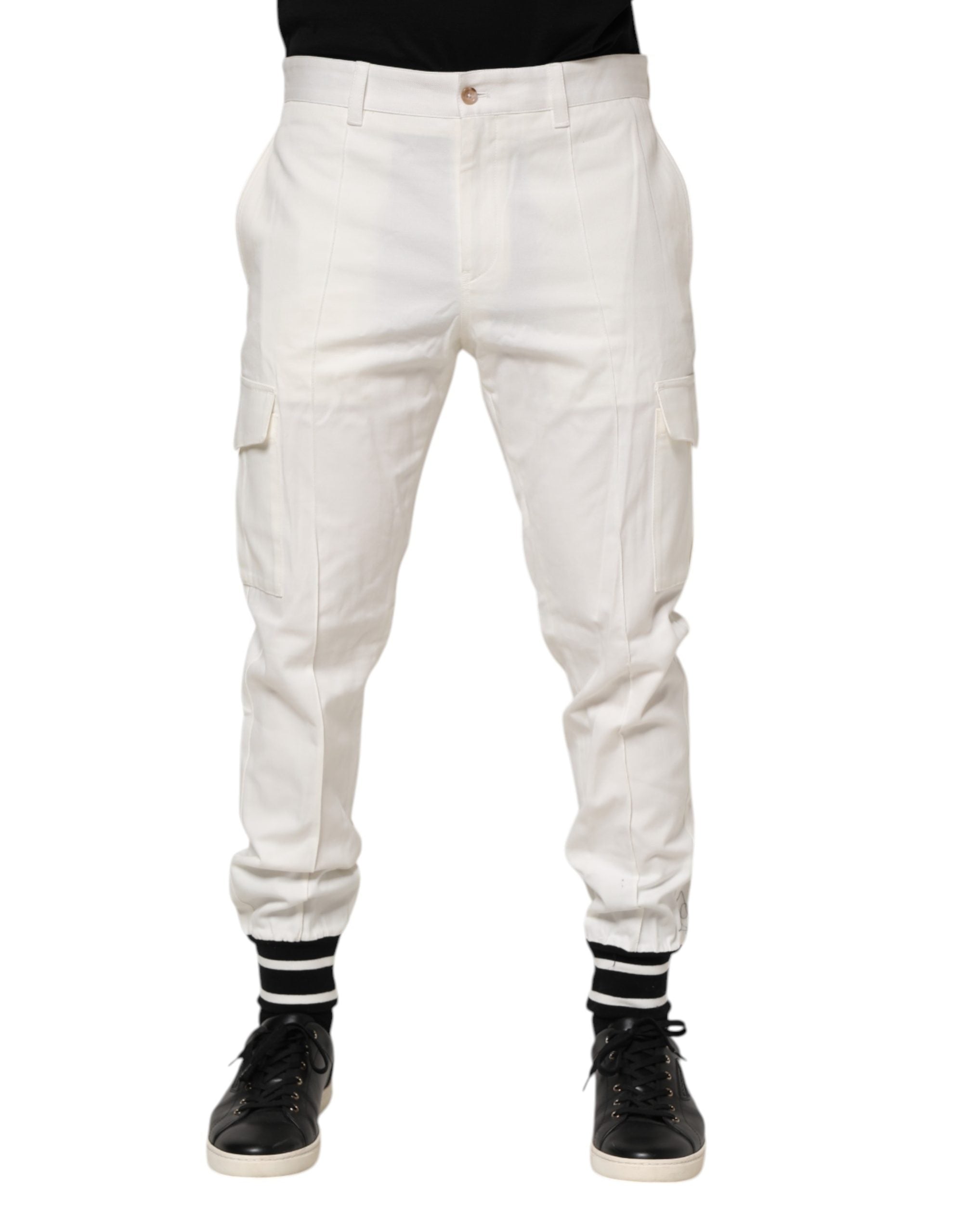 White Cotton Jogger Cargo Skinny Men Pants