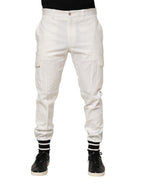 White Cotton Jogger Cargo Skinny Men Pants