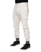 White Cotton Jogger Cargo Skinny Men Pants