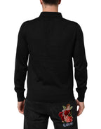 Black Crest Long Sleeve Men Pullover Sweater