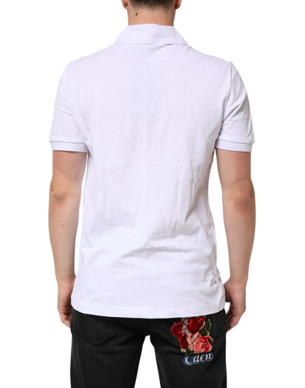 White Cotton DG Logo Heart Men Polo  T-shirt