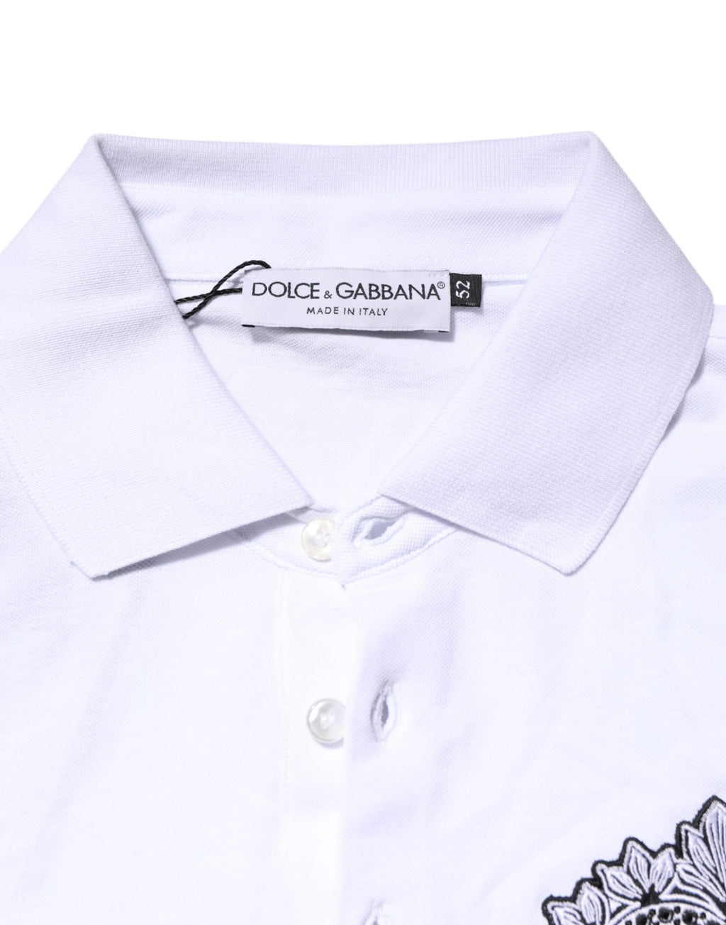 White Cotton DG Logo Heart Men Polo  T-shirt