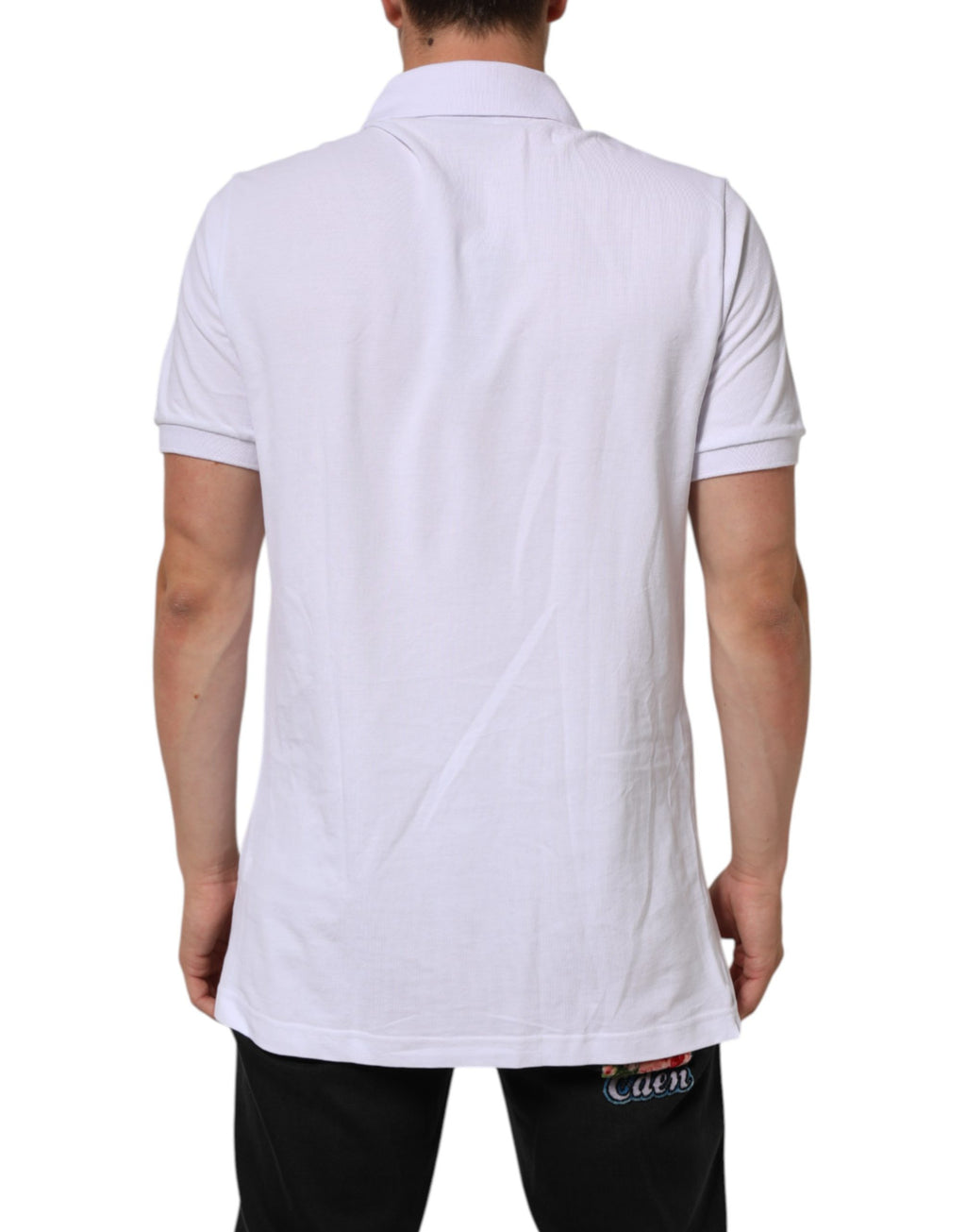 White Cotton Crest Embroidery Polo  T-shirt