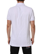 White Cotton Crest Embroidery Polo  T-shirt