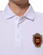 White Cotton Crest Embroidery Polo  T-shirt