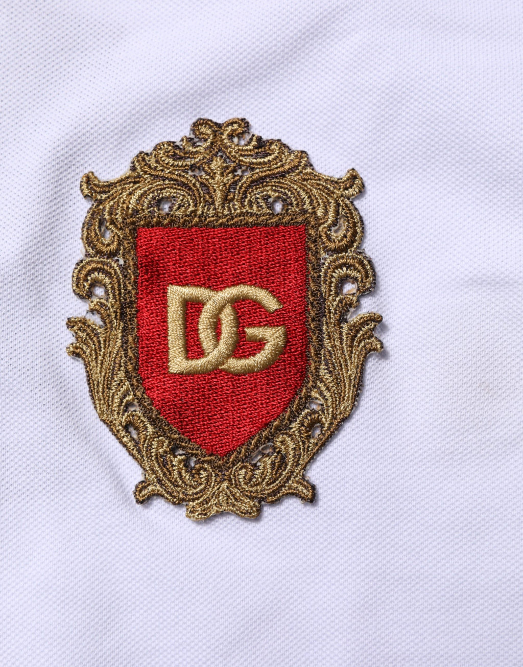 White Cotton Crest Embroidery Polo  T-shirt