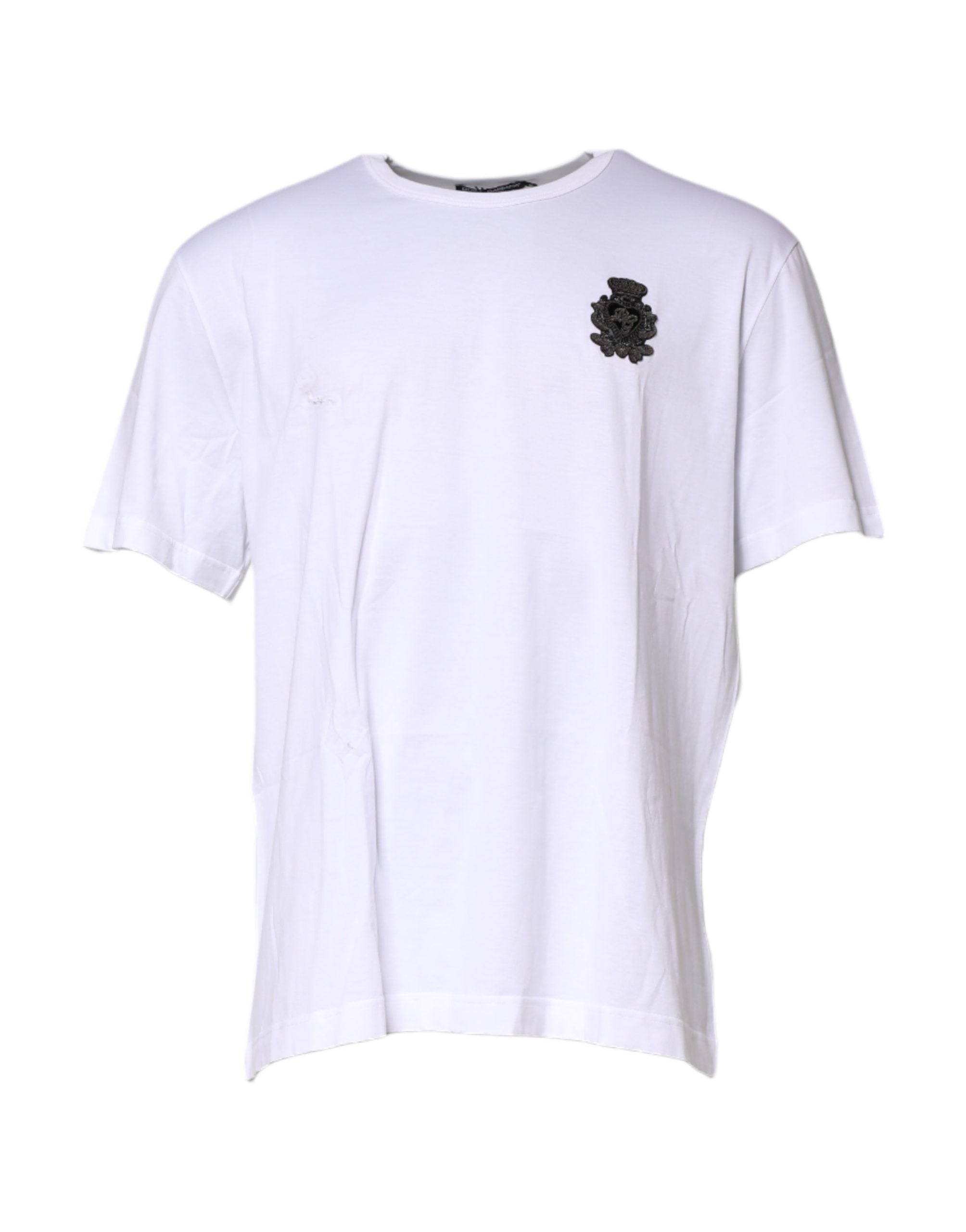 White Cotton Heraldic DG Crest Patch T-shirt