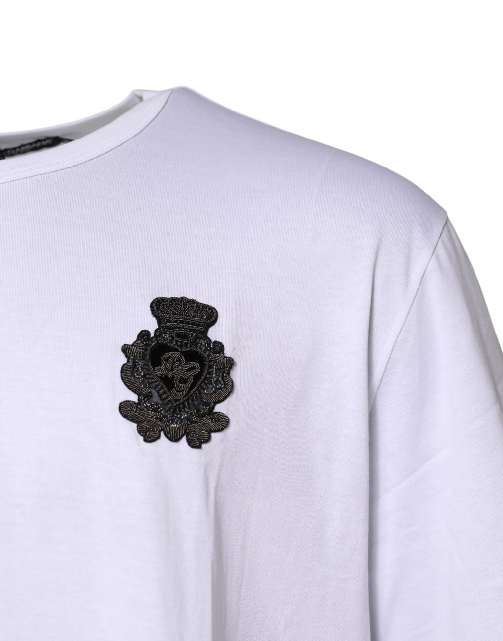 White Cotton Heraldic DG Crest Patch T-shirt