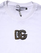 White Cotton DG Logo Embroidery Men T-shirt