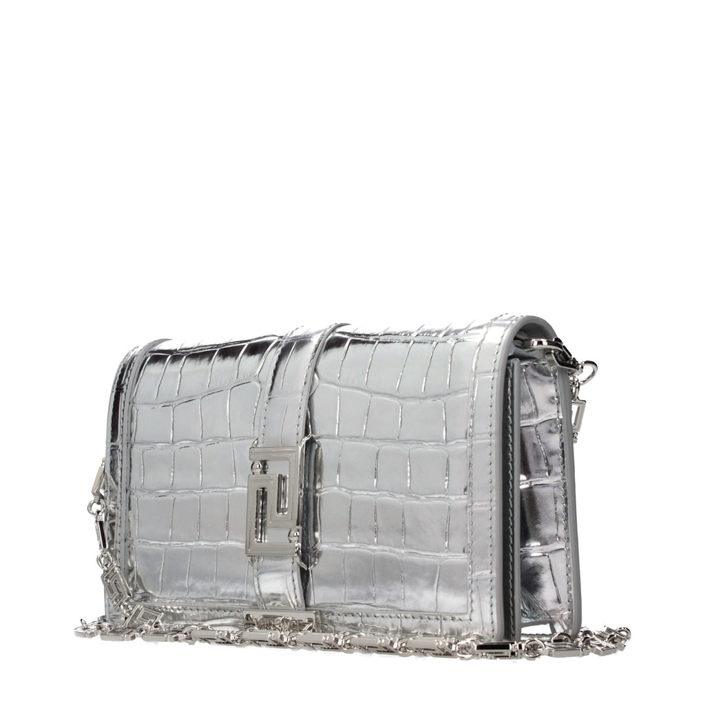 Gray Leather Crossbody Bag