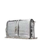 Gray Leather Crossbody Bag