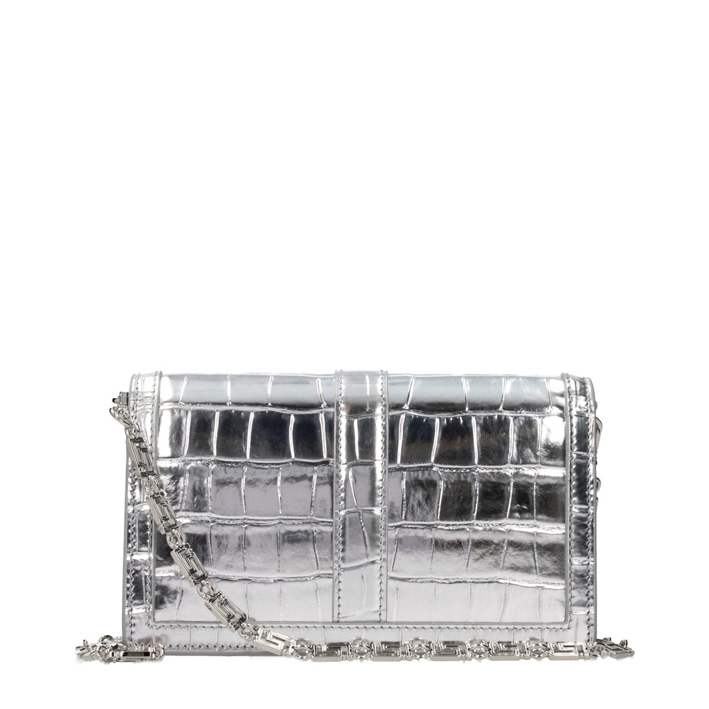 Gray Leather Crossbody Bag